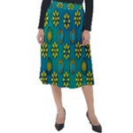 Yellow And Blue Proud Blooming Flowers Classic Velour Midi Skirt 
