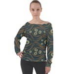 Folk flowers print Floral pattern Ethnic art Off Shoulder Long Sleeve Velour Top