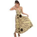 Folk flowers print Floral pattern Ethnic art Backless Maxi Beach Dress