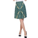 Floral folk damask pattern Fantasy flowers  A-Line Skirt