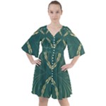 Floral folk damask pattern Fantasy flowers  Boho Button Up Dress