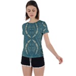 Floral folk damask pattern Fantasy flowers  Back Circle Cutout Sports Tee