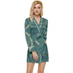 Floral folk damask pattern Fantasy flowers  Long Sleeve Satin Robe