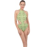 Floral folk damask pattern Fantasy flowers  Halter Side Cut Swimsuit