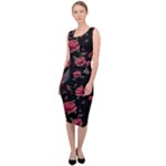 Cranes n Roses Sleeveless Pencil Dress