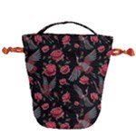 Cranes n Roses Drawstring Bucket Bag