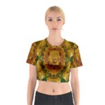 Tropical Spring Rose Flowers In A Good Mood Decorative Cotton Crop Top