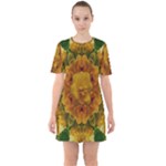 Tropical Spring Rose Flowers In A Good Mood Decorative Sixties Short Sleeve Mini Dress