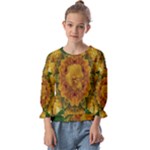 Tropical Spring Rose Flowers In A Good Mood Decorative Kids  Cuff Sleeve Top