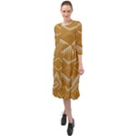 Abstract geometric design    Ruffle End Midi Chiffon Dress
