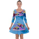 Floating-cubes-on-blue Backgrounderaser 20220422 203144521 Backgrounderaser 20220422 203216276 Quarter Sleeve Skater Dress