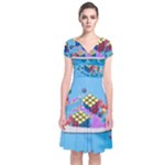 Floating-cubes-on-blue Backgrounderaser 20220422 203144521 Backgrounderaser 20220422 203216276 Short Sleeve Front Wrap Dress