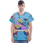 Floating-cubes-on-blue Backgrounderaser 20220422 203144521 Backgrounderaser 20220422 203216276 Men s V-Neck Scrub Top