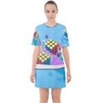 Floating-cubes-on-blue Backgrounderaser 20220422 203144521 Backgrounderaser 20220422 203216276 Sixties Short Sleeve Mini Dress