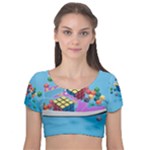 Floating-cubes-on-blue Backgrounderaser 20220422 203144521 Backgrounderaser 20220422 203216276 Velvet Short Sleeve Crop Top 