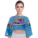 Floating-cubes-on-blue Backgrounderaser 20220422 203144521 Backgrounderaser 20220422 203216276 Tie Back Butterfly Sleeve Chiffon Top