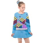 Floating-cubes-on-blue Backgrounderaser 20220422 203144521 Backgrounderaser 20220422 203216276 Kids  Long Sleeve Dress