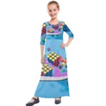 Floating-cubes-on-blue Backgrounderaser 20220422 203144521 Backgrounderaser 20220422 203216276 Kids  Quarter Sleeve Maxi Dress