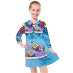 Floating-cubes-on-blue Backgrounderaser 20220422 203144521 Backgrounderaser 20220422 203216276 Kids  Quarter Sleeve Shirt Dress