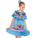 Floating-cubes-on-blue Backgrounderaser 20220422 203144521 Backgrounderaser 20220422 203216276 Kids  Short Sleeve Shirt Dress