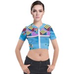 Floating-cubes-on-blue Backgrounderaser 20220422 203144521 Backgrounderaser 20220422 203216276 Short Sleeve Cropped Jacket