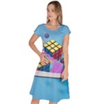 Floating-cubes-on-blue Backgrounderaser 20220422 203144521 Backgrounderaser 20220422 203216276 Classic Short Sleeve Dress