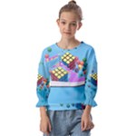 Floating-cubes-on-blue Backgrounderaser 20220422 203144521 Backgrounderaser 20220422 203216276 Kids  Cuff Sleeve Top