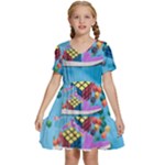 Floating-cubes-on-blue Backgrounderaser 20220422 203144521 Backgrounderaser 20220422 203216276 Kids  Short Sleeve Tiered Mini Dress