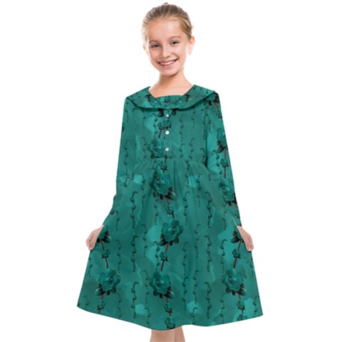 Vintage Rose Buds  Blooming In Color Decorative Kids  Midi Sailor Dress from ArtsNow.com