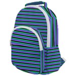 Horizontals (green, blue and violet) Rounded Multi Pocket Backpack