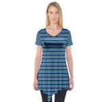 Horizontals (green, blue and violet) Short Sleeve Tunic 