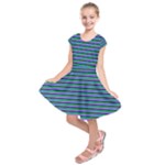 Horizontals (green, blue and violet) Kids  Short Sleeve Dress