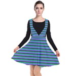 Horizontals (green, blue and violet) Plunge Pinafore Dress