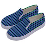 Horizontals (green, blue and violet) Kids  Canvas Slip Ons