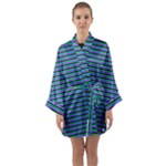 Horizontals (green, blue and violet) Long Sleeve Satin Kimono