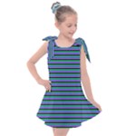 Horizontals (green, blue and violet) Kids  Tie Up Tunic Dress