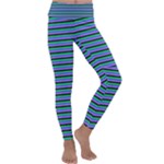 Horizontals (green, blue and violet) Kids  Lightweight Velour Classic Yoga Leggings