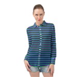 Horizontals (green, blue and violet) Long Sleeve Chiffon Shirt