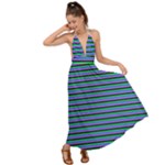 Horizontals (green, blue and violet) Backless Maxi Beach Dress