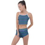 Horizontals (green, blue and violet) Summer Cropped Co-Ord Set