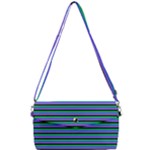 Horizontals (green, blue and violet) Removable Strap Clutch Bag