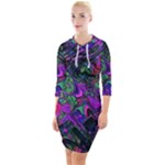 Neon Aquarium Quarter Sleeve Hood Bodycon Dress