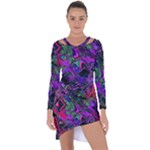 Neon Aquarium Asymmetric Cut-Out Shift Dress