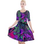 Neon Aquarium Quarter Sleeve A-Line Dress