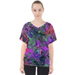 Neon Aquarium V-Neck Dolman Drape Top