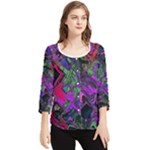 Neon Aquarium Chiffon Quarter Sleeve Blouse