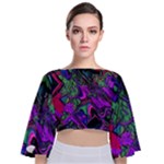 Neon Aquarium Tie Back Butterfly Sleeve Chiffon Top