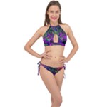 Neon Aquarium Cross Front Halter Bikini Set