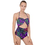 Neon Aquarium Scallop Top Cut Out Swimsuit