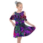 Neon Aquarium Kids  Shoulder Cutout Chiffon Dress